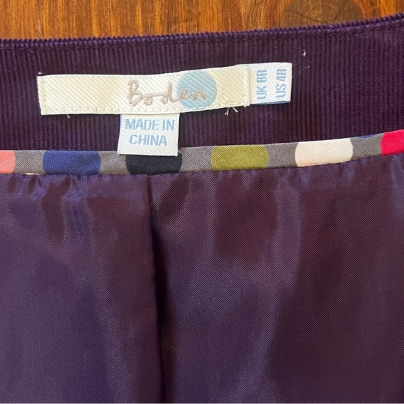 BODEN Dark Purple Corduroy Short Sleeve Dress - Picture 4 of 5